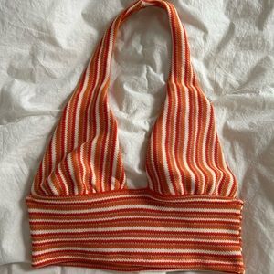 striped halter top🤍🍊